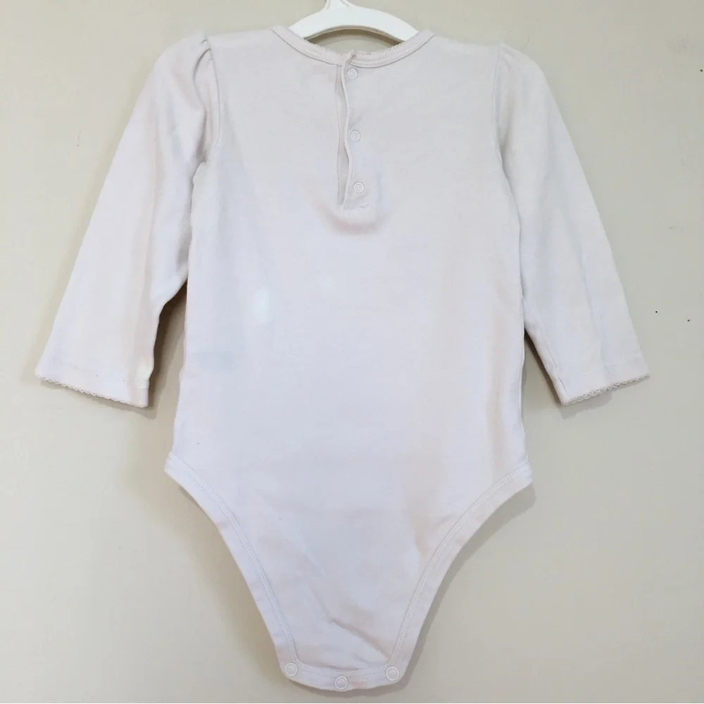 Carter's baby girl white pink long sleeve cotton overalls bodysuits